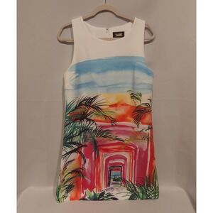 Alexia Admor Resort Luxe Tropical Sunset Palm Print Sheath Dress Size 12